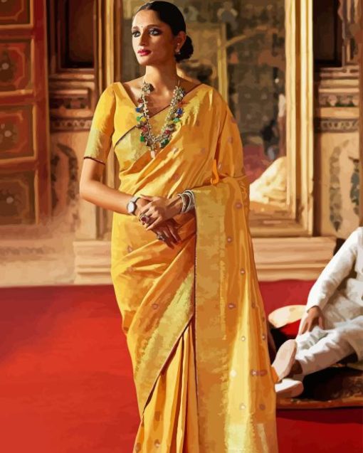 Yellow Saree Diamond Painting Art