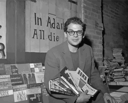 Allen Ginsberg With Books Diamond Painting