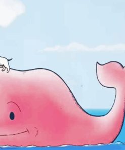 Pink Whale With Dog Diamond Painting