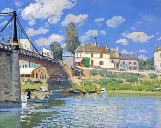 The Bridge At Villeneuve La Garenne By Alfred Diamond Painting