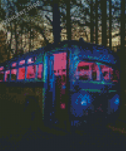 Abandoned School Bus In The Forest Diamond Painitng