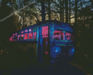 Abandoned School Bus In The Forest Diamond Painitng