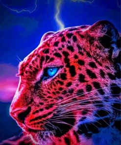Blue Eyed Pink Jaguar Diamond Painting
