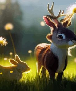 Forest Friends Rabbit And Deer Diamond Painting