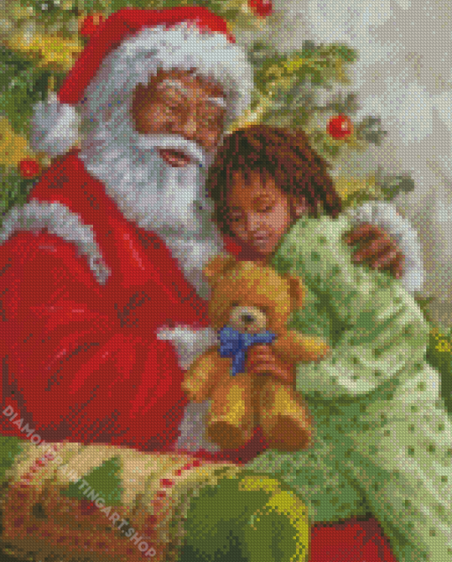 Merry Christmas Black Santa Diamond Painting