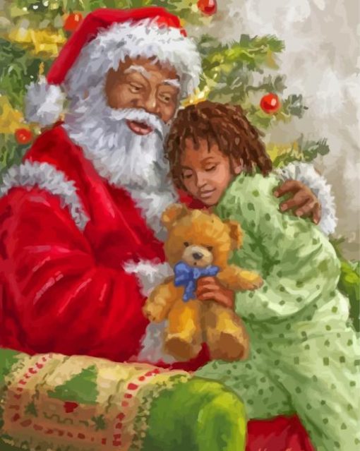 Merry Christmas Black Santa Diamond Painting