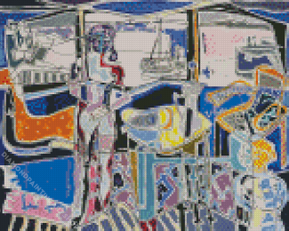 Harbour Window With Two Figures Diamond Painting