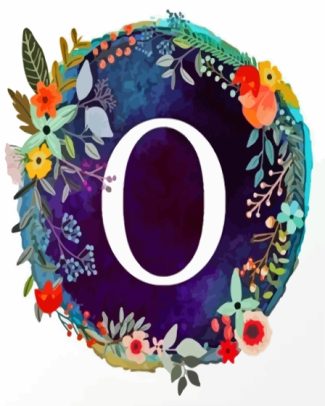 Letter O With Flowers Art Diamond Painting
