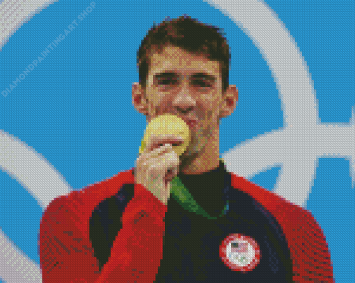 Michael Phelps With Gold Medals Diamond Painting