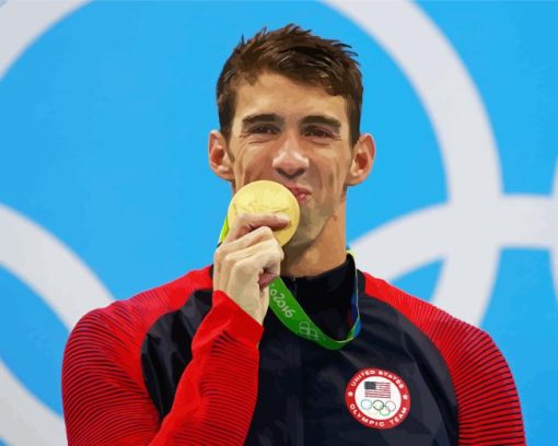 Michael Phelps With Gold Medals Diamond Painting