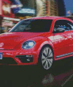 Pink Beetle Car Diamond Painting