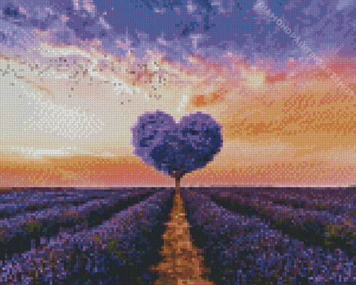 Purple Tree Heart Diamond Painting