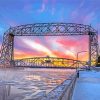 Snowy Canal Park At Sunset Diamond Painting