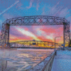 Snowy Canal Park At Sunset Diamond Painting