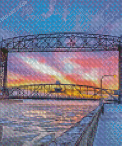Snowy Canal Park At Sunset Diamond Painting