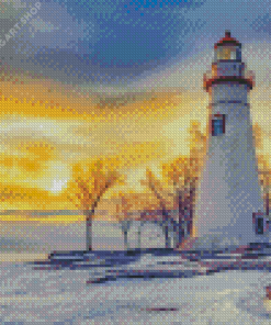Lighthouse During Sunset Diamond Painting