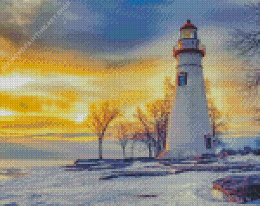 Lighthouse During Sunset Diamond Painting