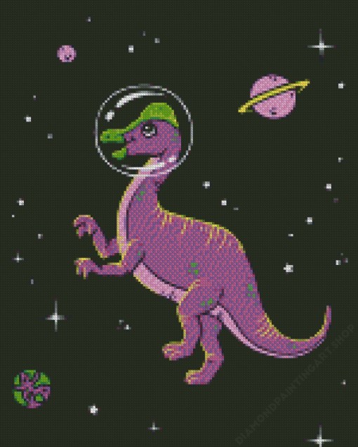 Purple Space Dinosaur Diamond Painting