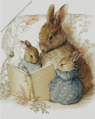 Baby Bunnies and Mother Diamond Painting