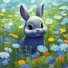 Bunny In Flower Field Diamond Painting