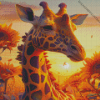 Giraffe and Sunflower Diamond Painting