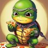 Ninja Turtle Eating Pizza Diamond Painting
