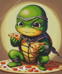 Ninja Turtle Eating Pizza Diamond Painting