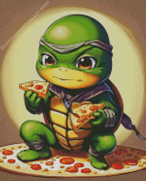 Ninja Turtle Eating Pizza Diamond Painting