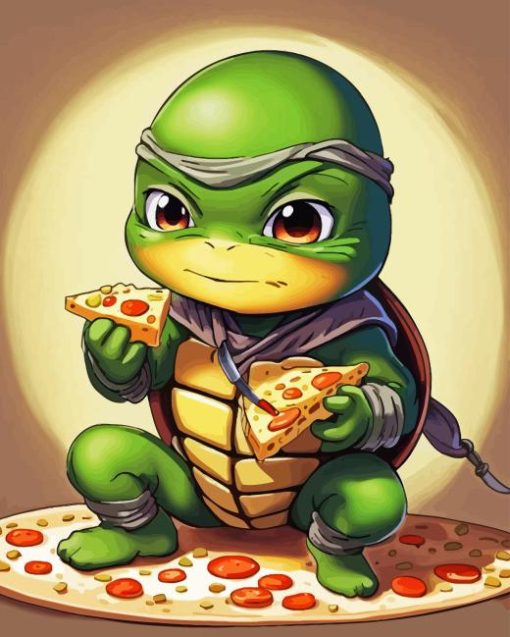 Ninja Turtle Eating Pizza Diamond Painting