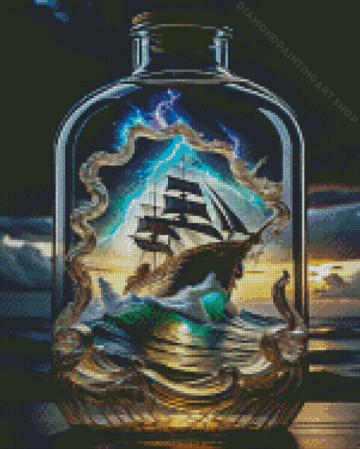 Pirate Ship In Bottle Diamond Painting