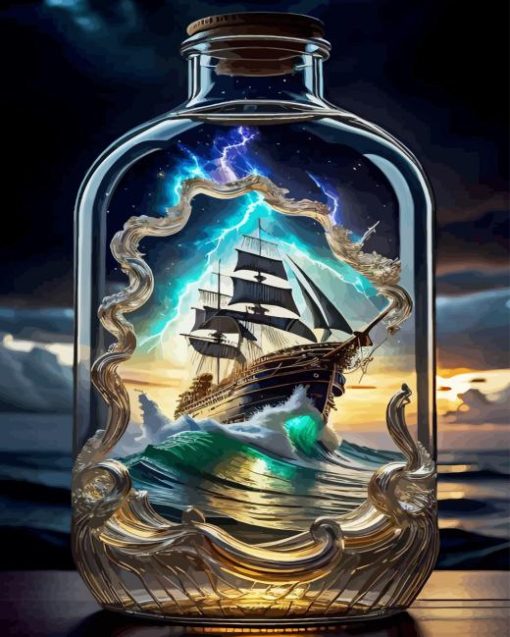 Pirate Ship In Bottle Diamond Painting