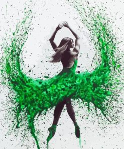 Splatter Ballerina In Green Diamond Painting