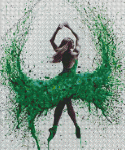 Splatter Ballerina In Green Diamond Painting