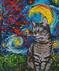 Starry Night Cat Diamond Painting