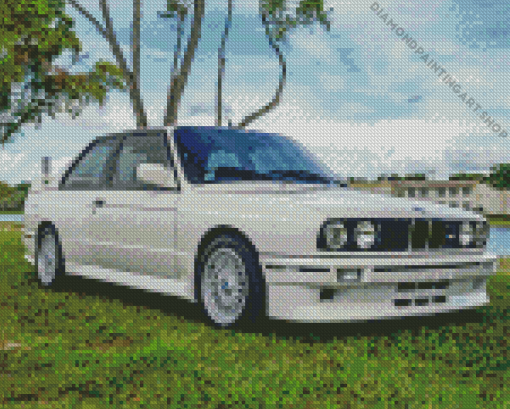 White BMW E30 Car Diamond Painting