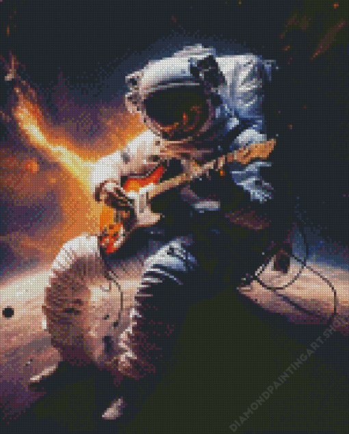 Astronaut With Guitar Diamond Painting