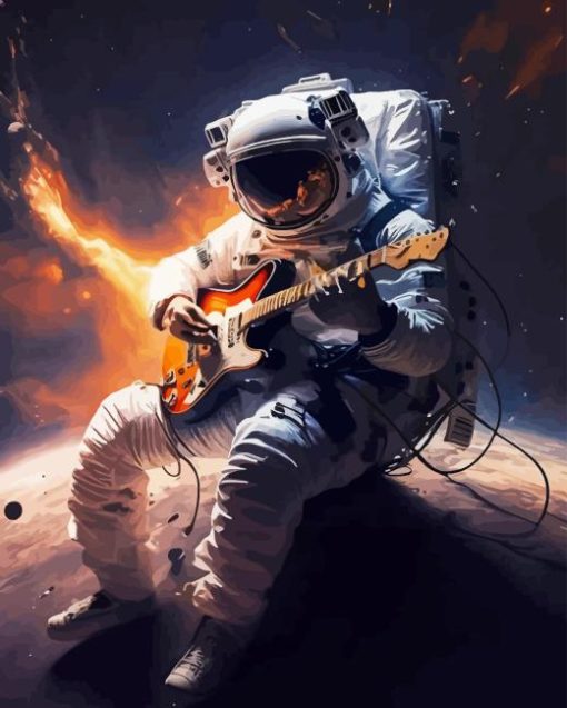 Astronaut With Guitar Diamond Painting