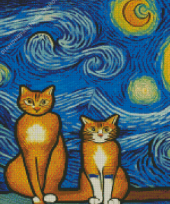 Cat Starry Night Diamond Painting