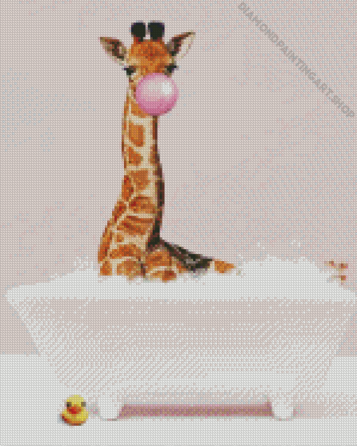 Giraffe In Bath Diamond Painting