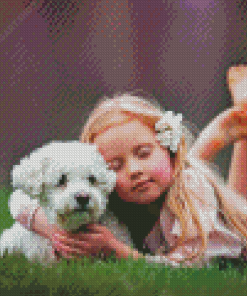 Little Girl With Puppy Diamond Painting
