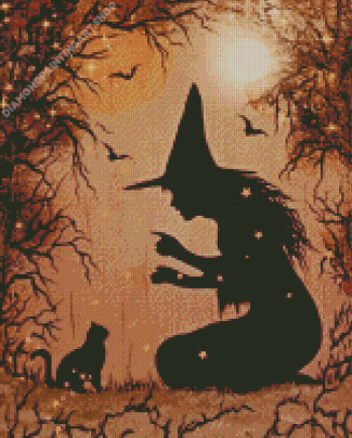 Witch And Cat Diamond Painting