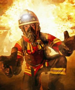 Fireman Fighting Fire Diamond Painting