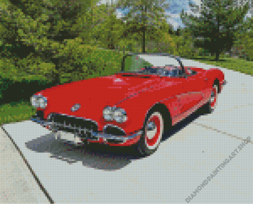 Red 1960 Corvette Diamond Painting