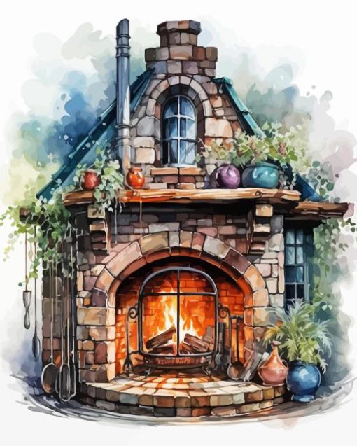 Cozy Old Fireplace Diamond By Numbers