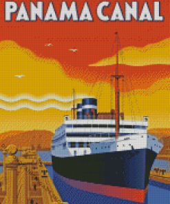 Panama Canal Poster Sunset Diamond Painting