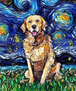 Starry Night Dog Diamond Painting