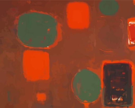 patrick heron Brown Ground with soft red and green Diamond With Numbers