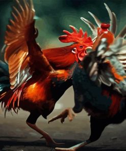 Rooster fighting Diamond By Numbers