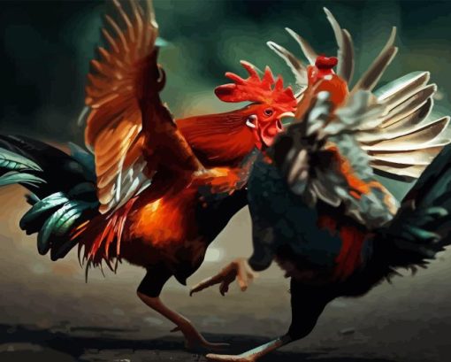 Rooster fighting Diamond By Numbers