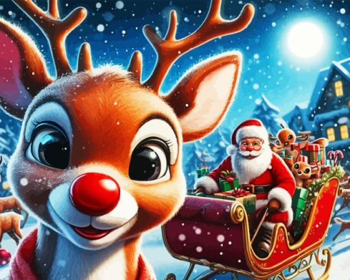 Rudolph The Red Nosed Reindeer Animation Diamond Paintings